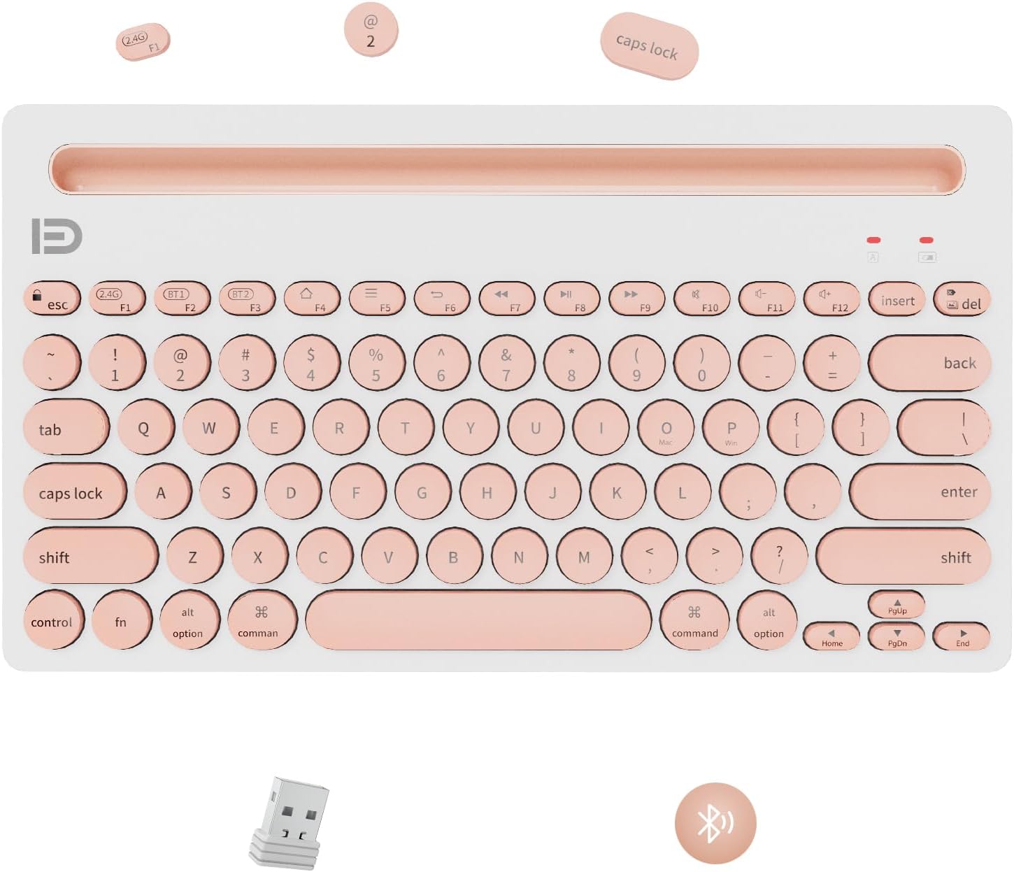 Wireless Multi-Device Pink Keyboard - Connect 3 Simultaneously
