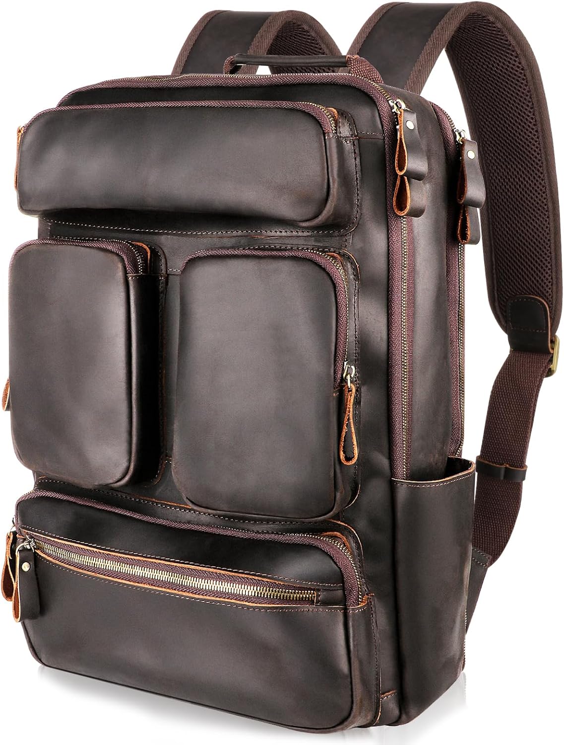 Vintage Genuine Leather Backpack for Men by Fshsup