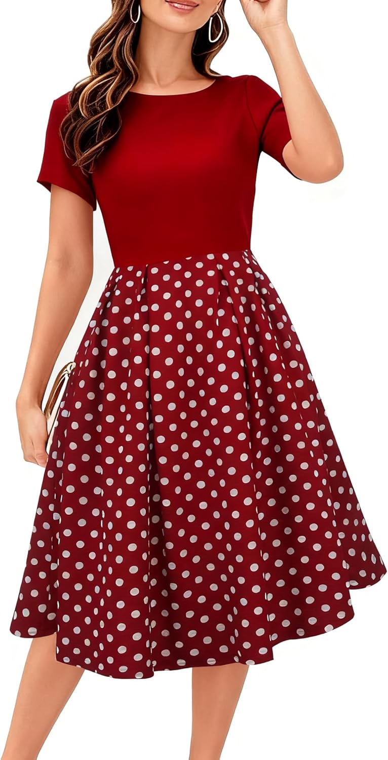 Oxiuly Women's Vintage Patchwork Pockets Swing Dress Review