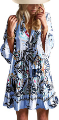 Summer Dresses for Women Flowy Ruffle 3/4 Sleeve V Neck Tiered