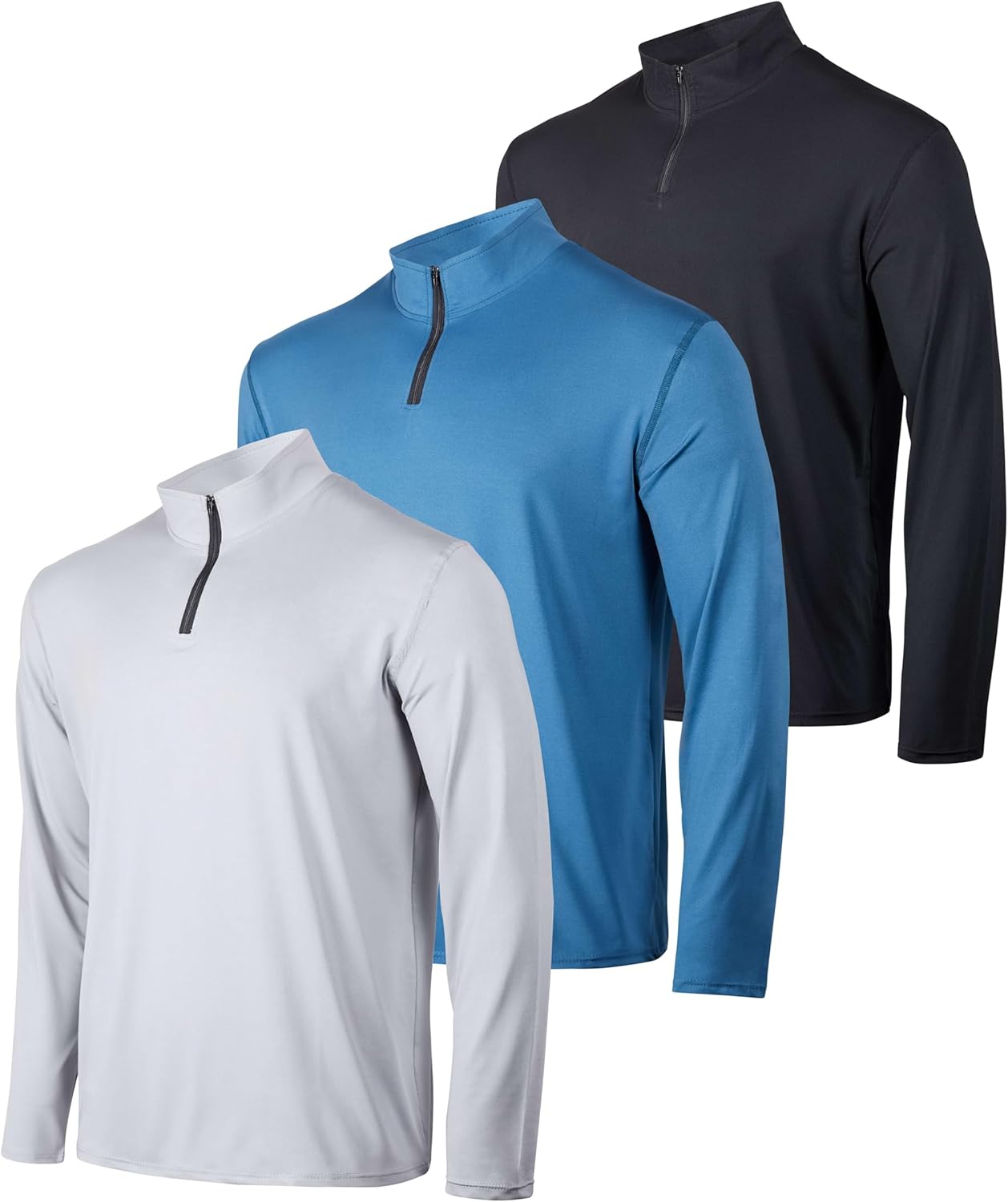Men's Dry-Fit Active Quarter Zip Pullover 3-Pack for All Sizes