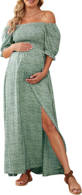 Floral Maternity Maxi Dress with Square Neck - Photoshoot Ready