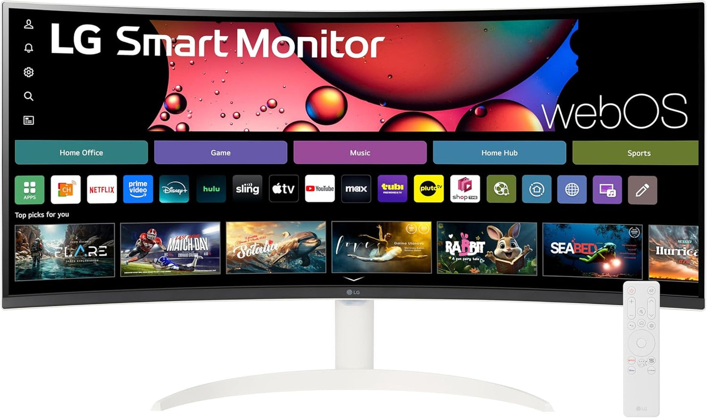 LG 34SR60QC-W 34-inch Curved Smart Monitor for Gaming & Work