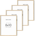 8x10 Beige Oak Wood Picture Frame Set of 4 - Natural Oak Finish
