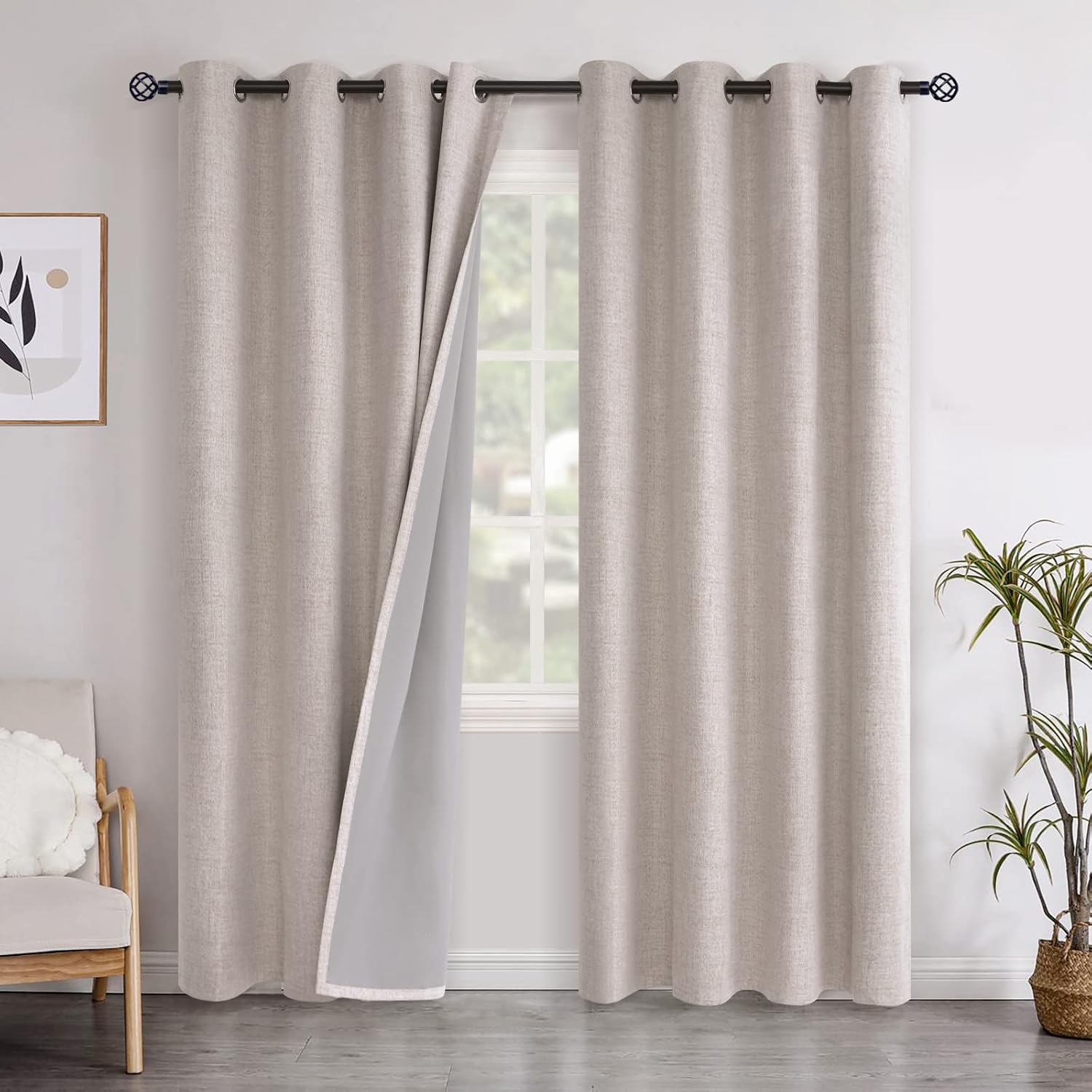 YoungsTex Linen Blackout Curtains for Full Room Darkening