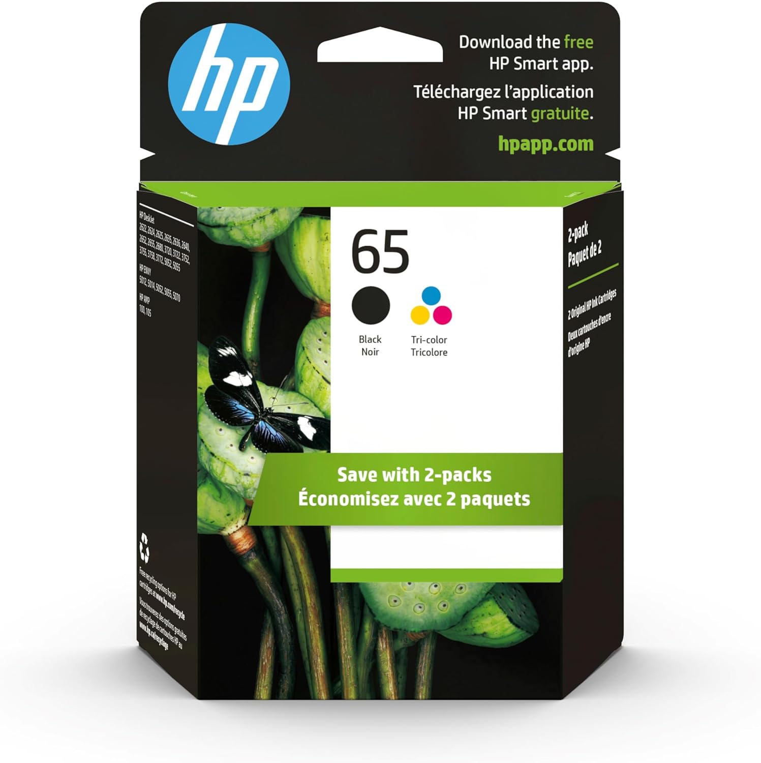 HP 65 Black/Tri-color Ink Cartridges for Reliable Printing