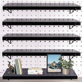 Black Pegboard Shelf 4 Pack - Heavy Duty Wooden Shelves for Pegboard