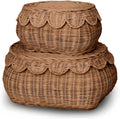 Scalloped Rattan Basket Set of 2 - Elegant Nursery Storage