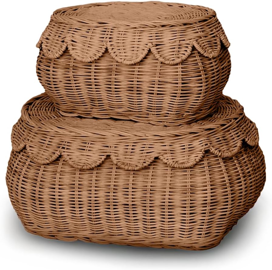 BEBE BASK Scalloped Basket Set Of 2 - Elegant Storage Solution