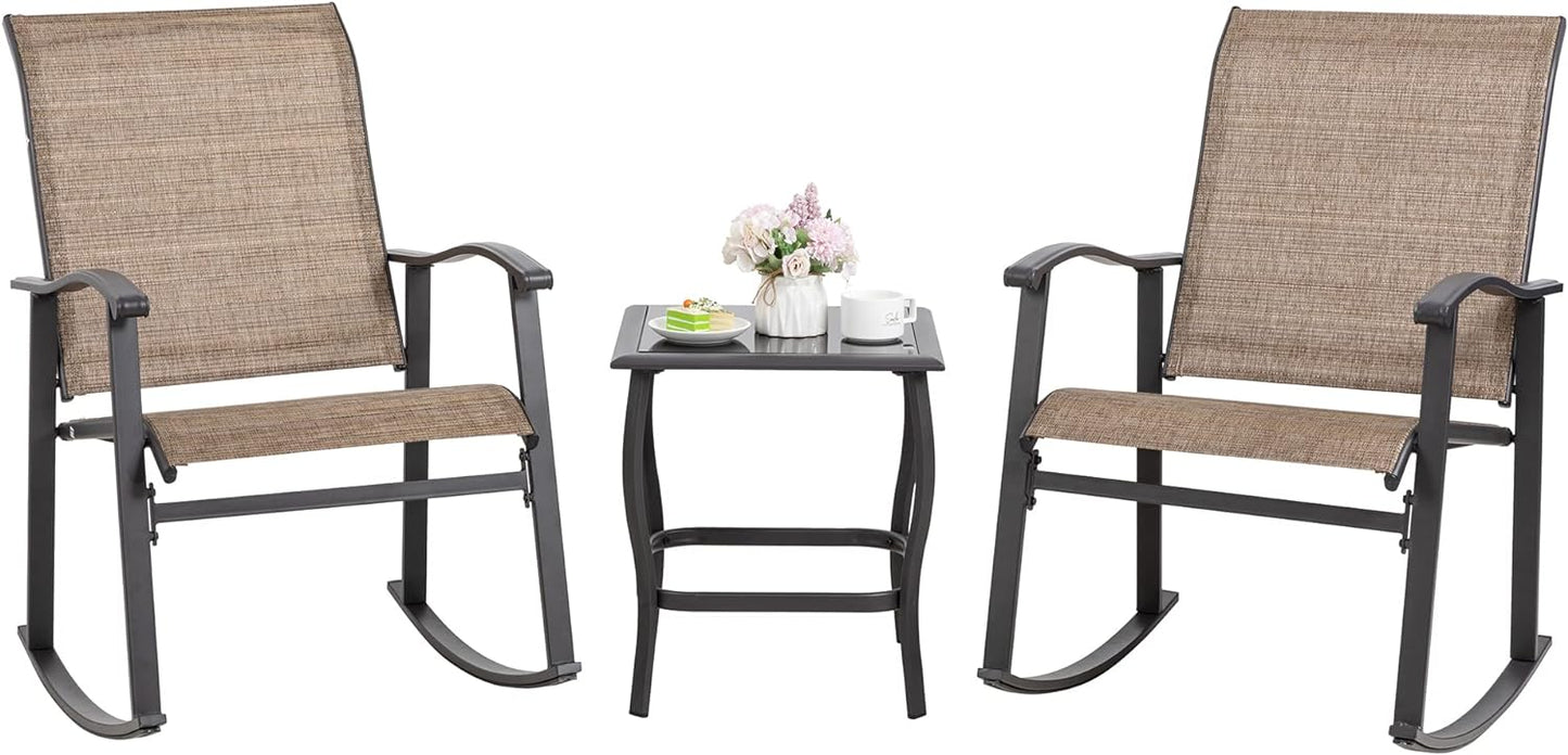 Brown Rocking Bistro Set - Small Space Bliss