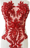 Handmade Shiny Rhinestones Applique for Prom Dress - Red