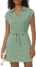Womens Two Piece Skort Set with Cap Sleeve Lapel Top - Light Fabric
