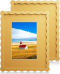 8x10 Wavy Picture Frame With Mat for 5x7 Photos - Yellow 2 Pack