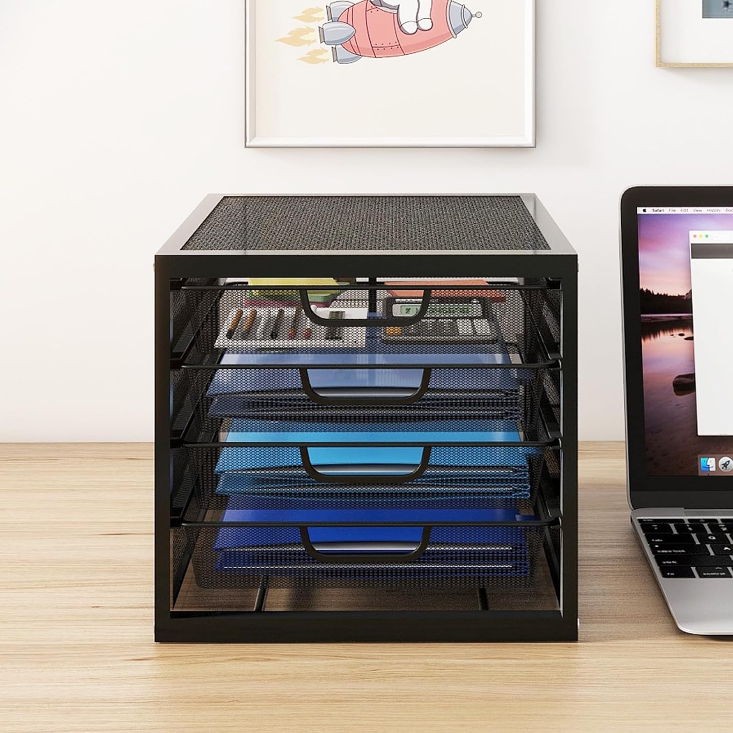 Natwind Mesh Desk Organizer with 4 Tier Sliding Drawers for Office