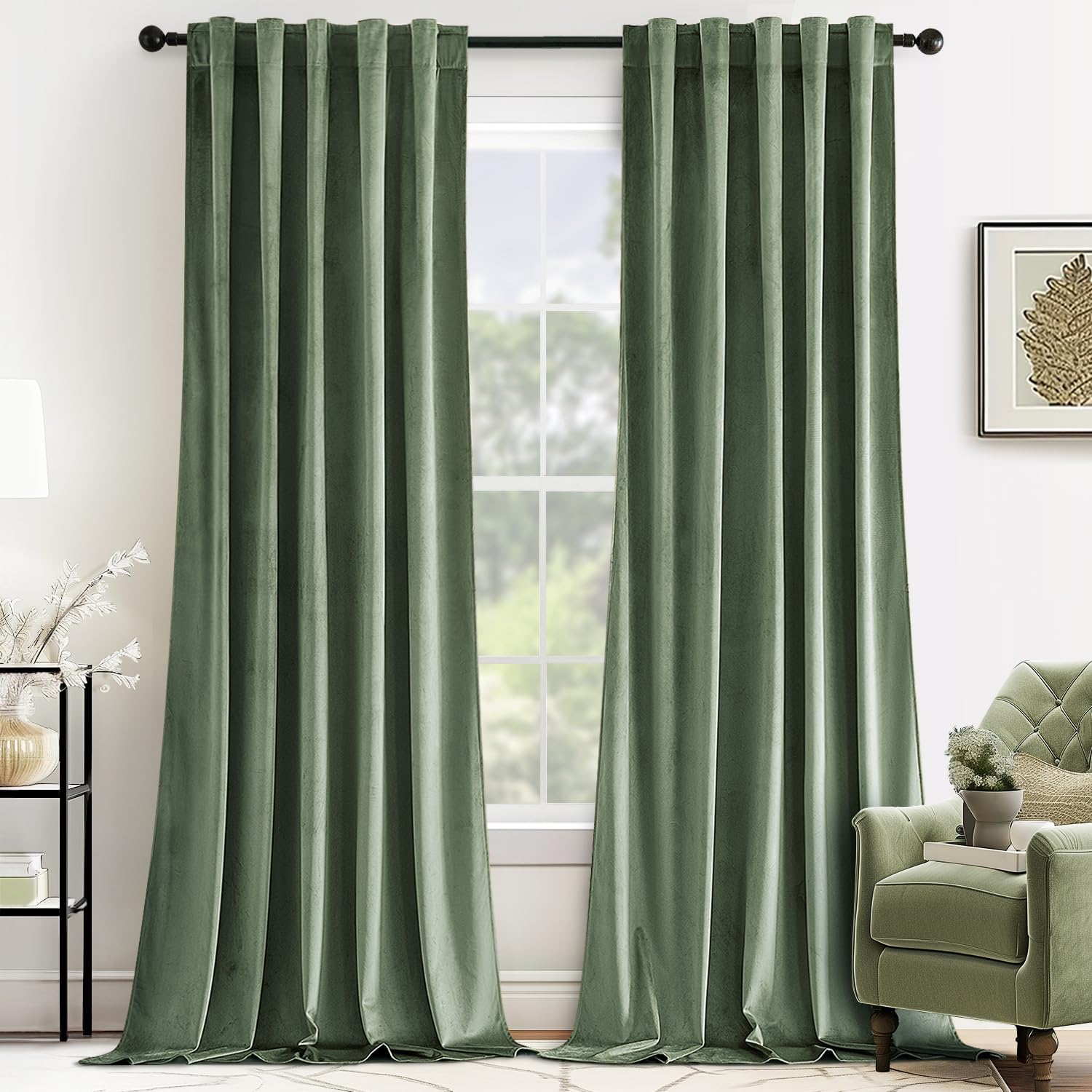 MIULEE Velvet Curtains 90 inches - Luxury Blackout Drapes