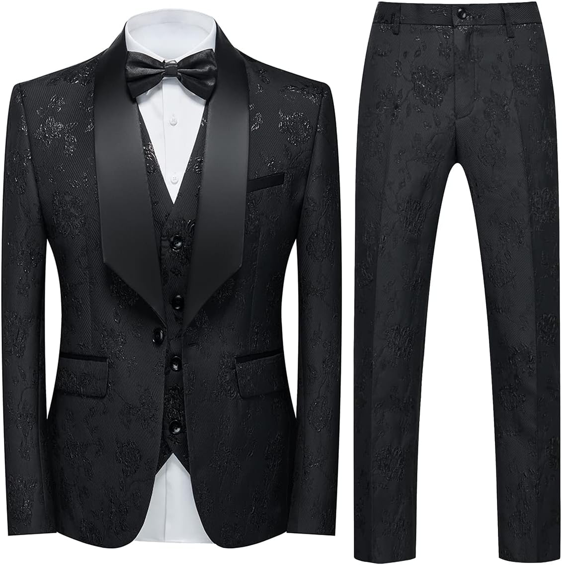 Stylish Tuxedo Suits for Men 3 Piece Floral Pattern Set
