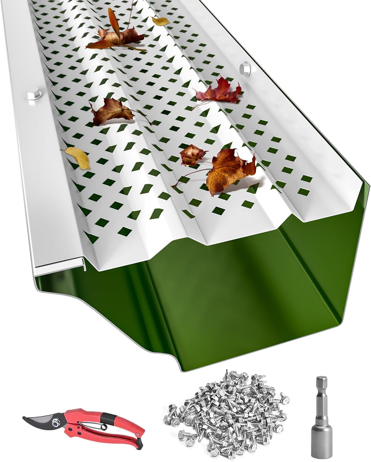 Gutter Guards 5 Inch White Aluminum Leaf Filter for Rain Protection