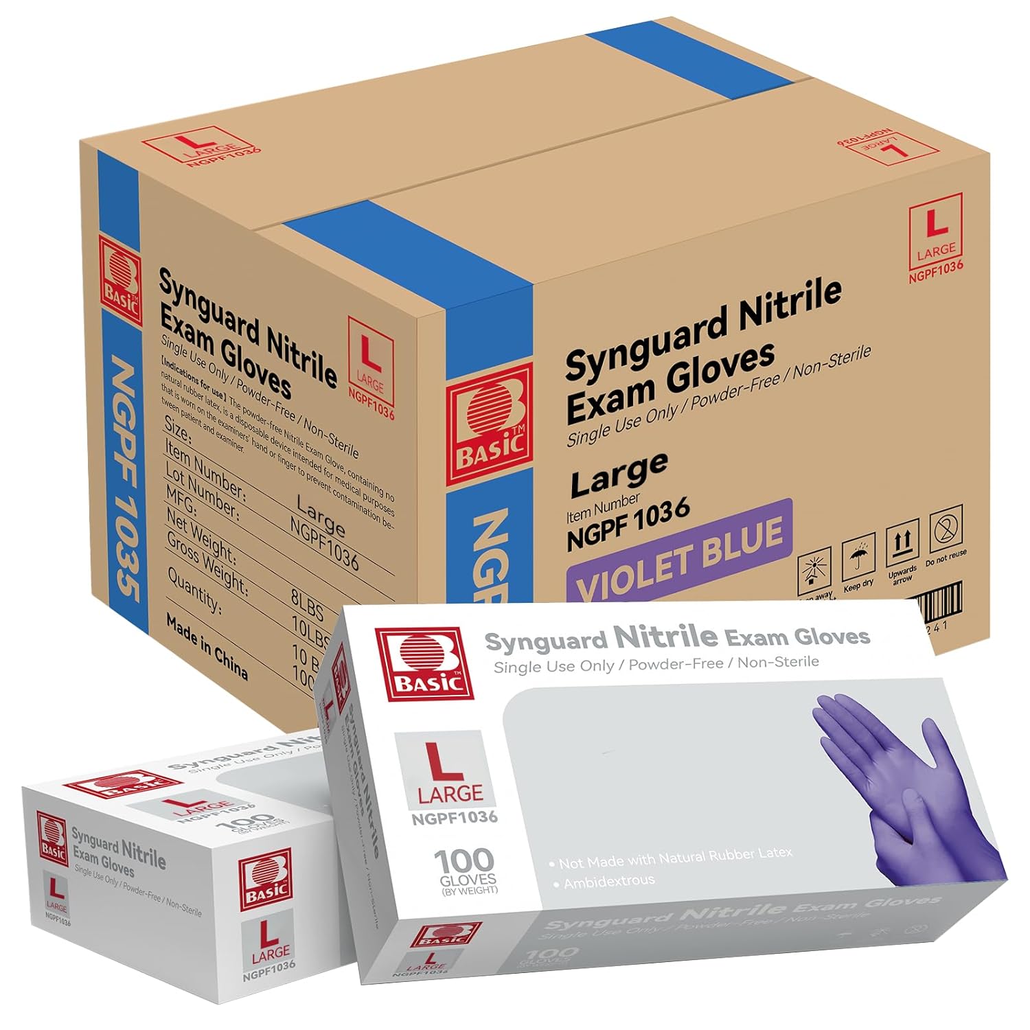 Jointown Nitrile Exam Gloves - Latex Free, Powder-Free, Large