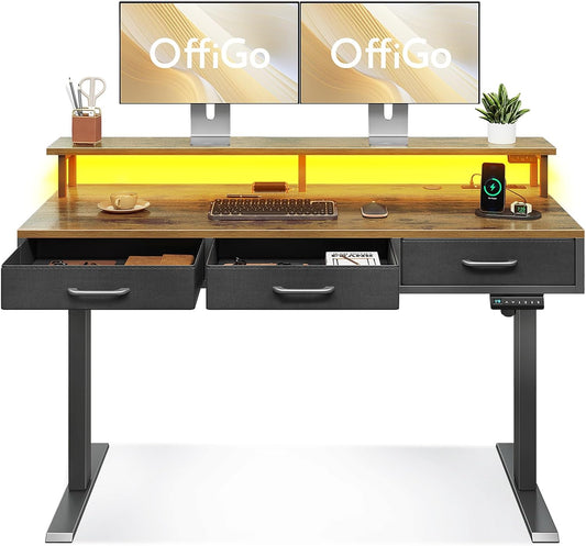 Height Adjustable Standing Desk with Power Outlets - OffiGo
