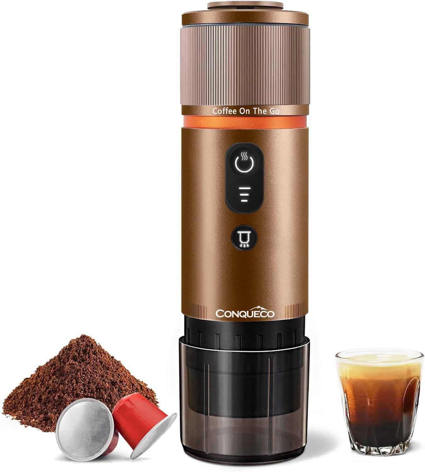 Self-Heating Portable Espresso Maker: 8 Cups, Battery Powered