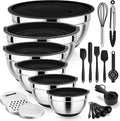 E-far Mixing Bowls with Airtight Lid Set - Complete 25PC Prep Kit