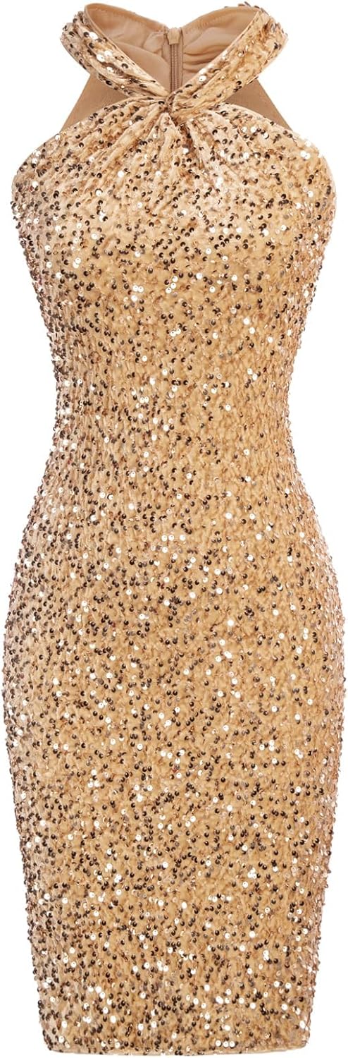 Stunning Halter Sequin Dress for Women by GRACE KARIN
