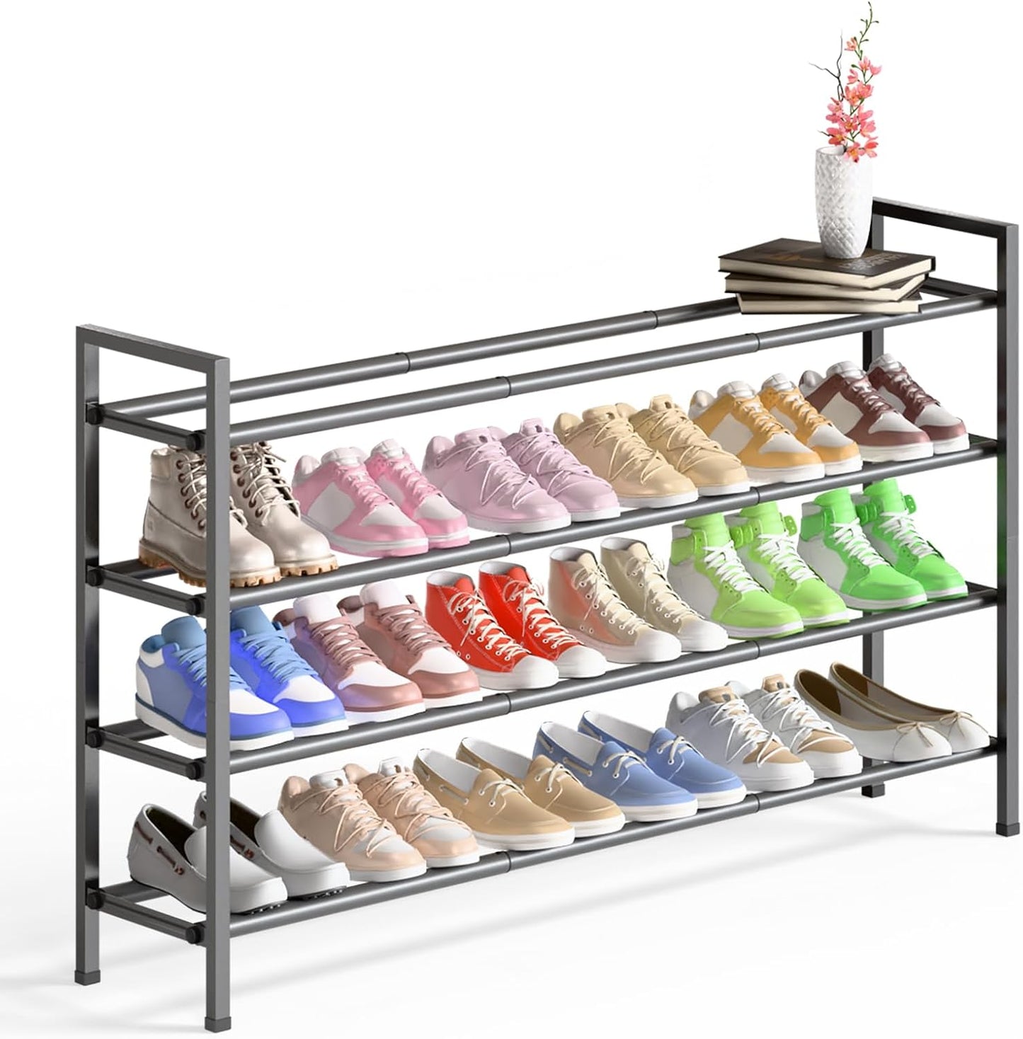 Expandable Shoe Rack for Closet - 4-Tier Adjustable Organizer