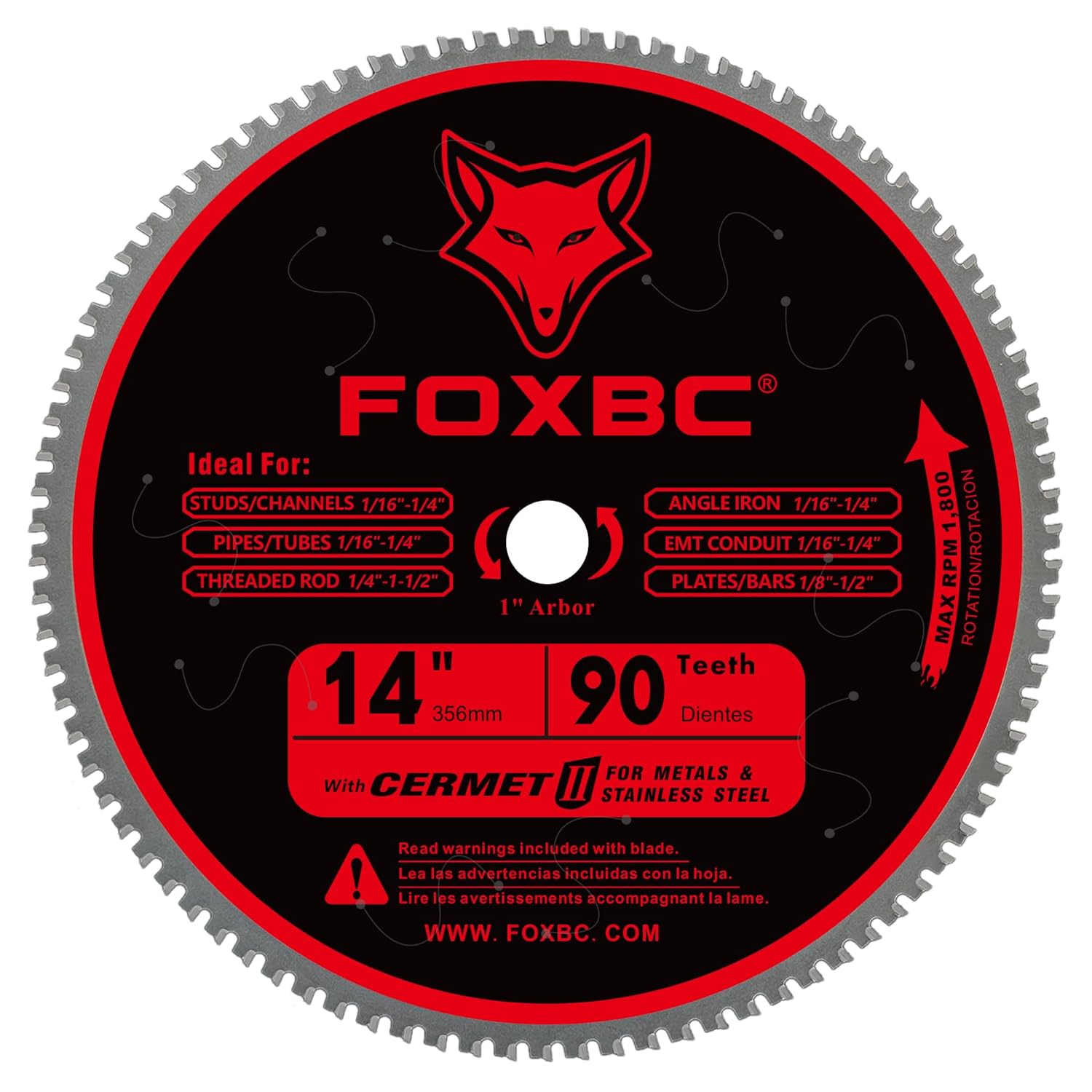 FOXBC 14 Inch Stainless Steel Cutting Saw Blade for Metal Work