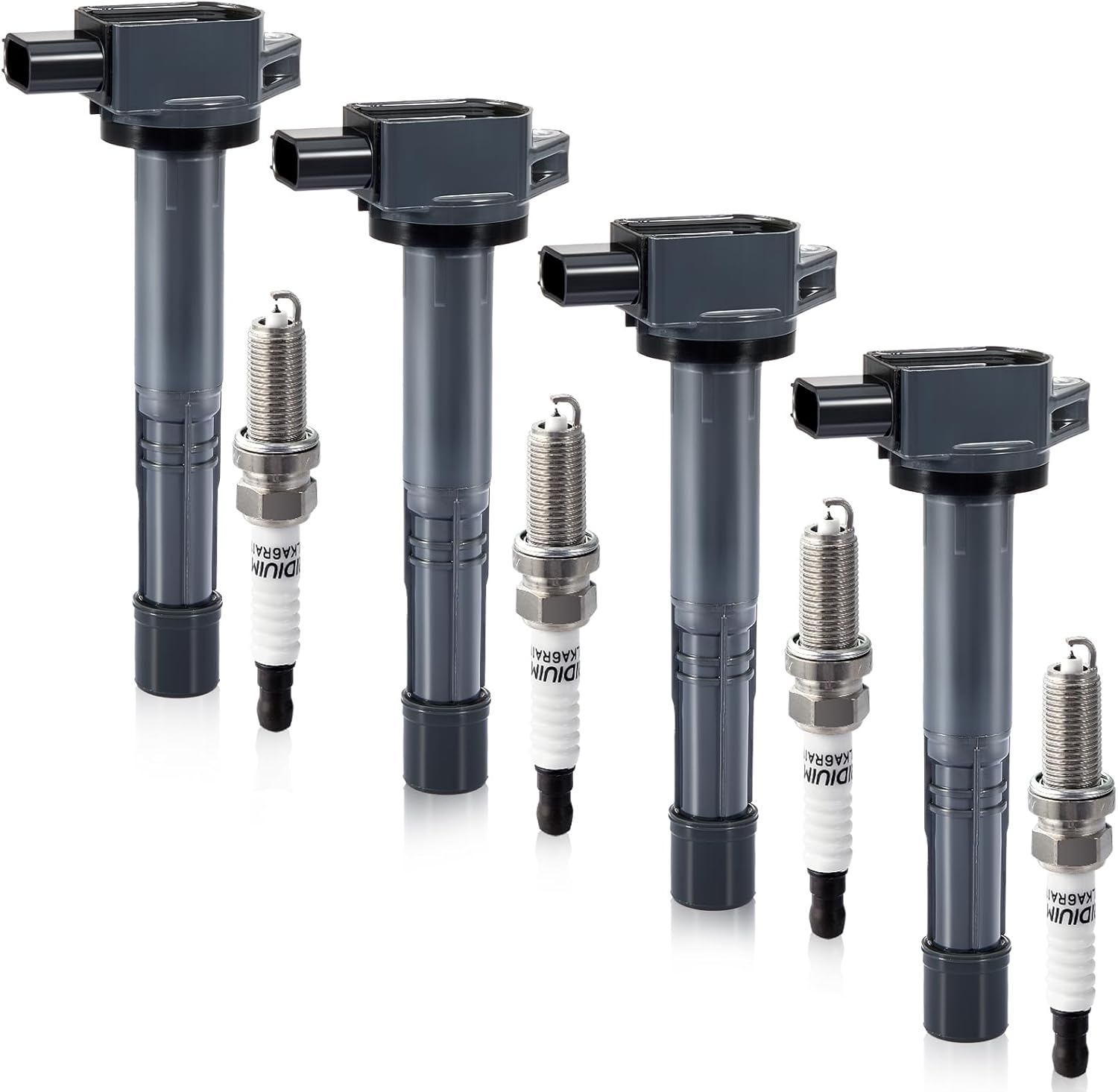 Pindex 4 Pack UF311 Ignition Coil and Spark Plugs for Honda
