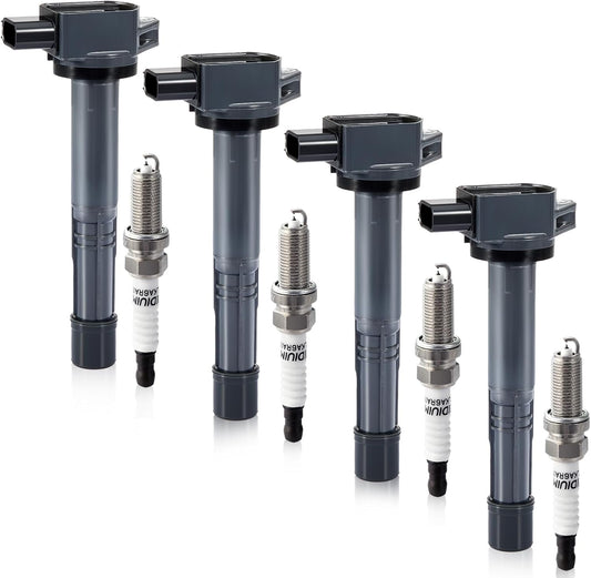 Pindex 4 Pack UF311 Ignition Coil and Spark Plugs for Honda