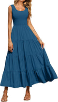 PRETTYGARDEN Women's Casual Smocked Tank Tiered Maxi Dress M=US