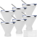 Stainless Steel Martini Glass Set of 6 with Lid and Straw