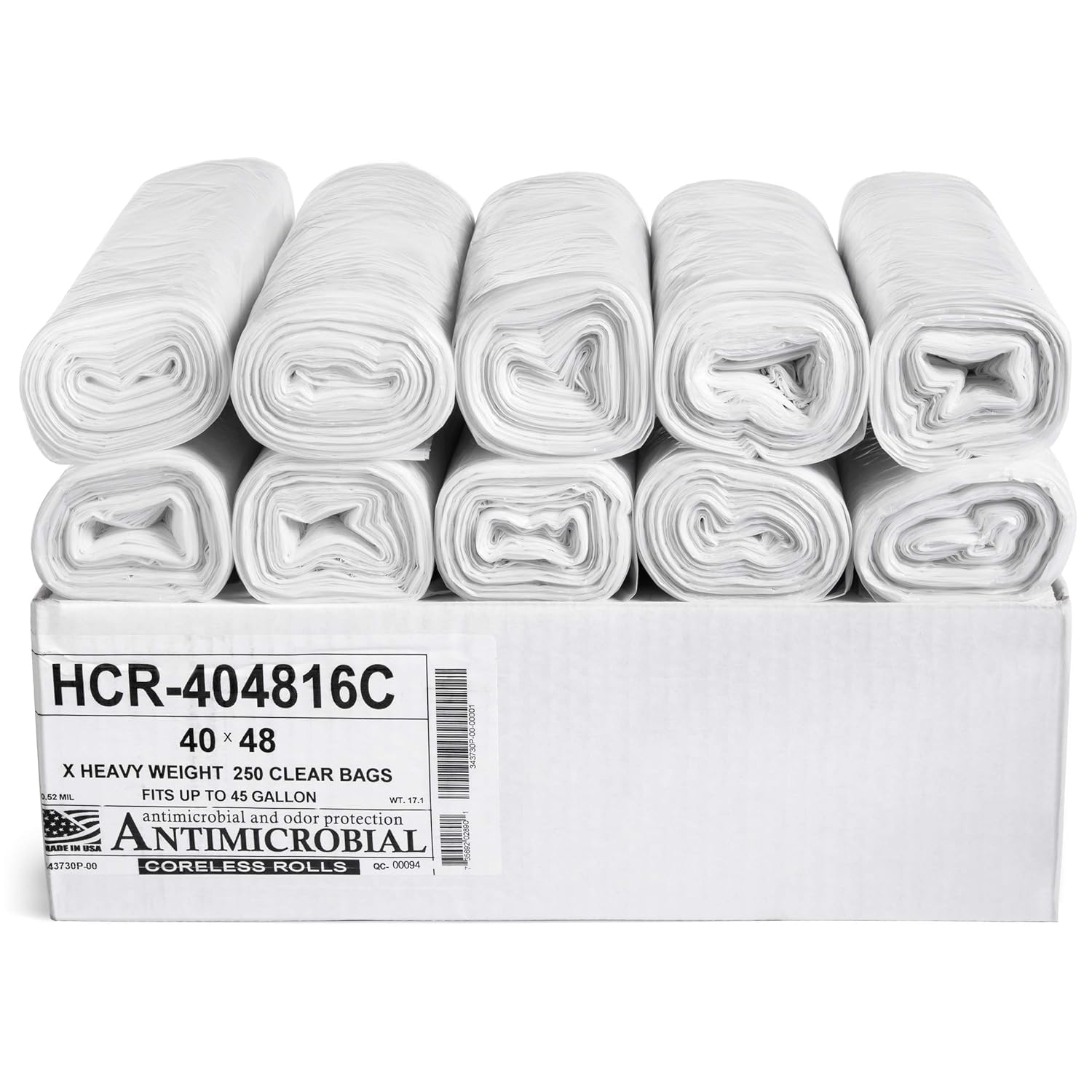 Aluf Plastics 45 Gallon Clear Trash Bags for Heavy Duty Use