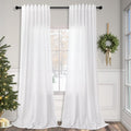 Solid White Curtains 96 in Long 2-Panel Set - Light Filtering Linen
