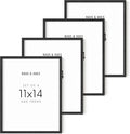 11x14 Black Oak Wood Frames Set of 4 - Clean Modern Poster Frames