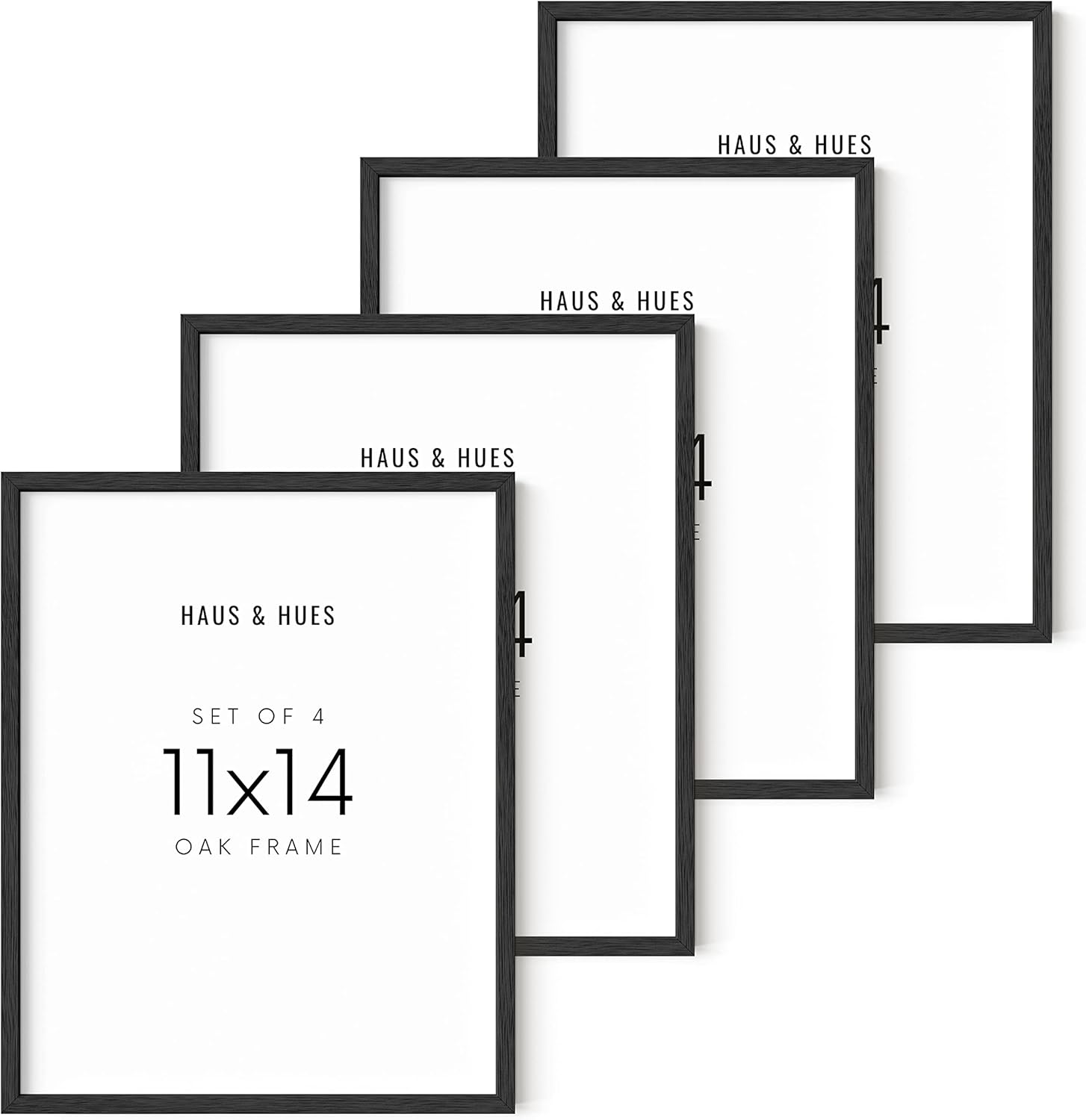 Haus and Hues 11x14 Black Oak Wood Frames Set of 4 for Art