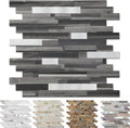 Peel and Stick Stone Metal Tile Backsplash 12in x 12in - Black Wood