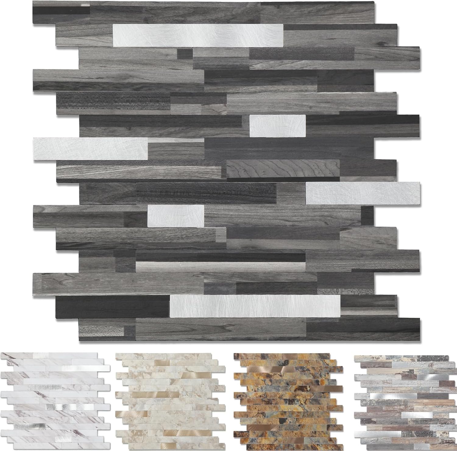 Yipscazo Peel and Stick Stone Metal Tile Backsplash for Home