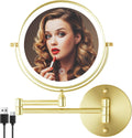 Lighted 8 in Double Sided Makeup Mirror 1X/10X - Rechargeable Wall
