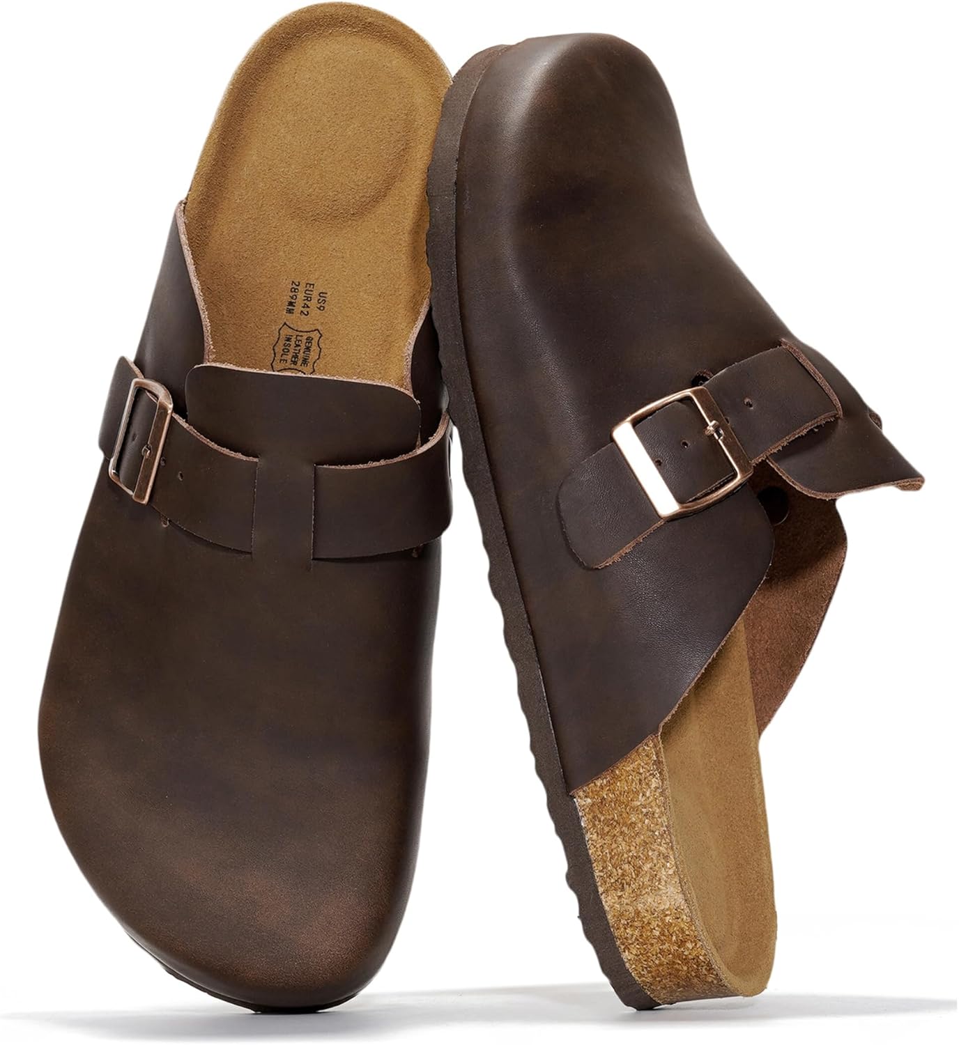 Project Cloud Mens Clogs - Genuine Leather Memory Foam Comfort