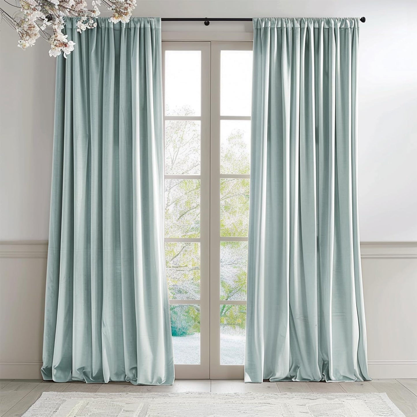 Lazzzy Baby Blue Velvet Curtains for Luxurious Home Decor