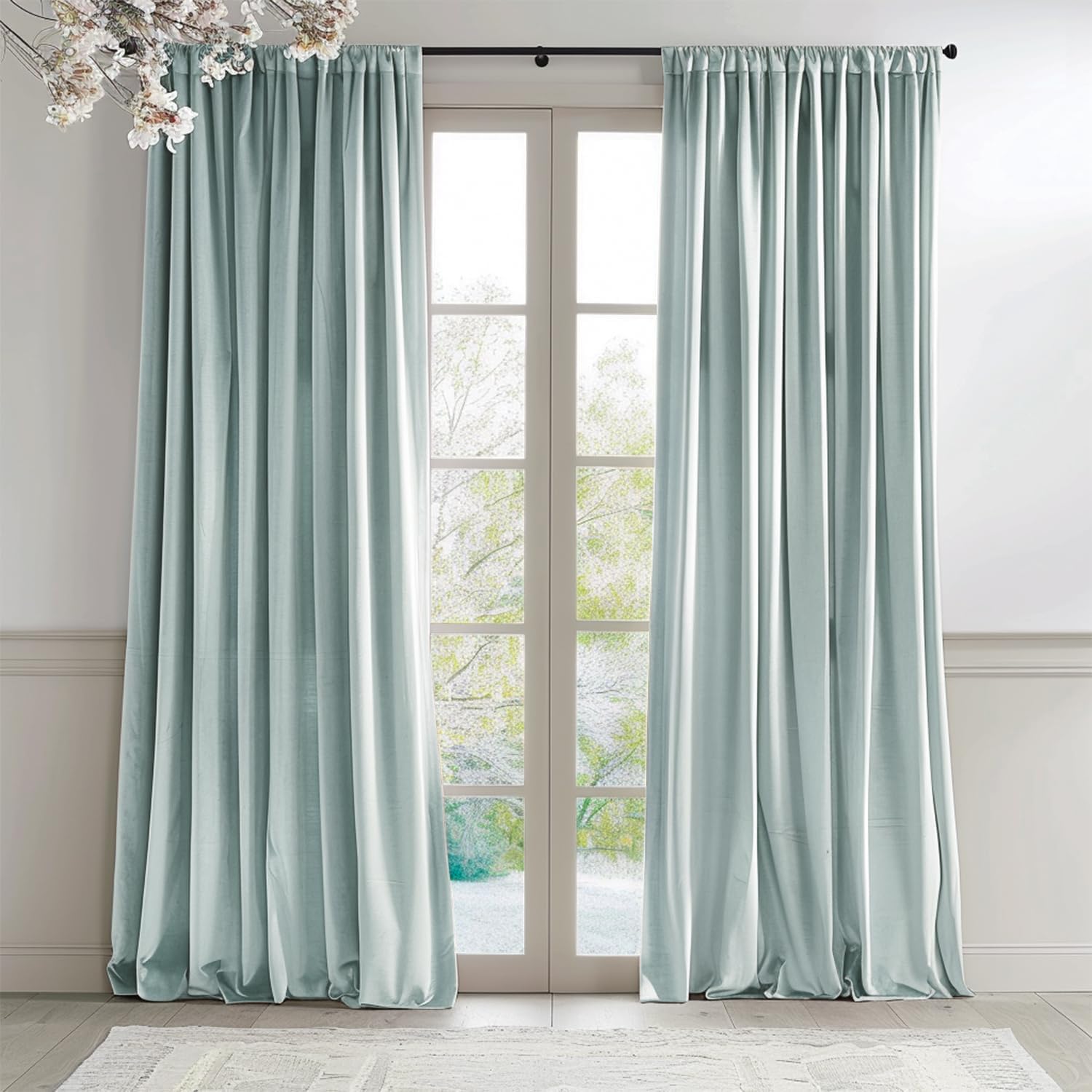 Lazzzy Baby Blue Velvet Curtains for Luxurious Home Decor