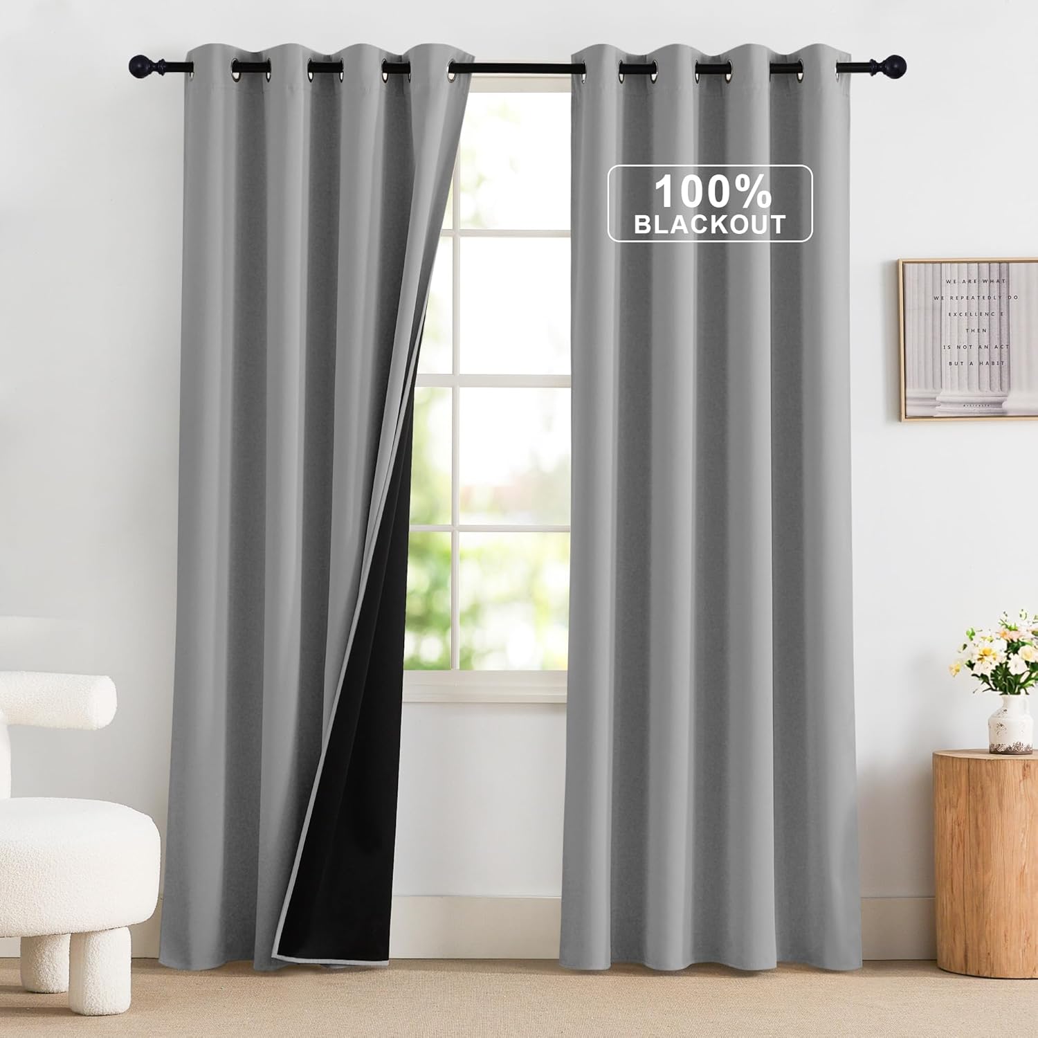 NICETOWN 100% Blackout Window Curtains for Total Room Darkening