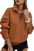 PRETTYGARDEN Womens Half Zip Oversized Sweatshirt - Cozy Fleece skin