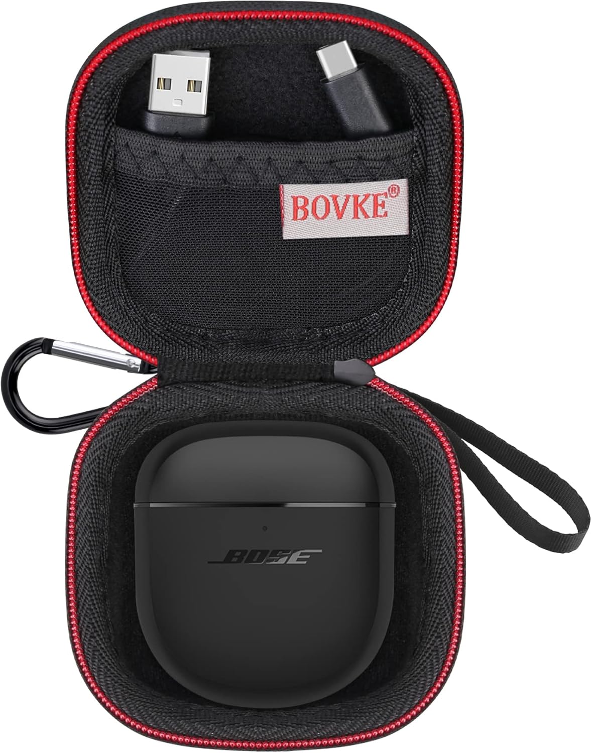 BOVKE Compact Case for Bose Earbuds - Cable & Eartip Storage, Black