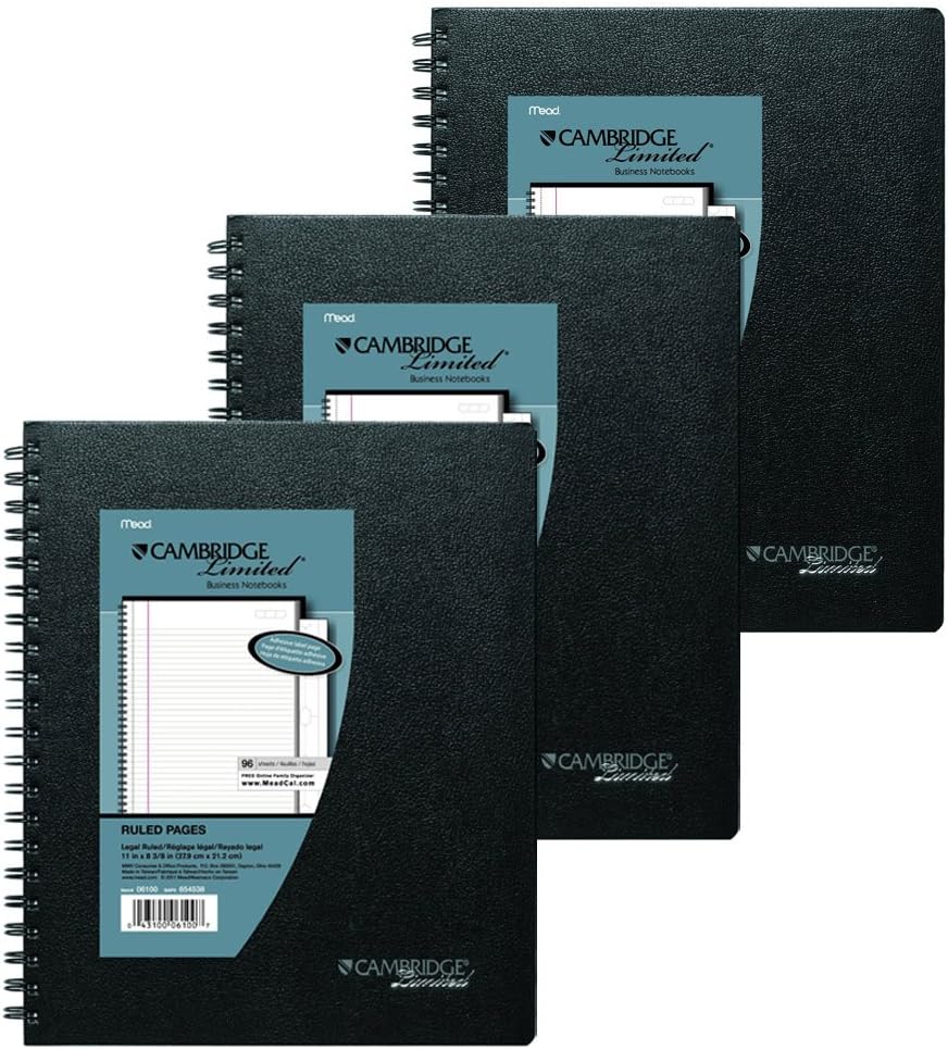 Cambridge Business Notebook 3 Pack with Pocket, Hardbound