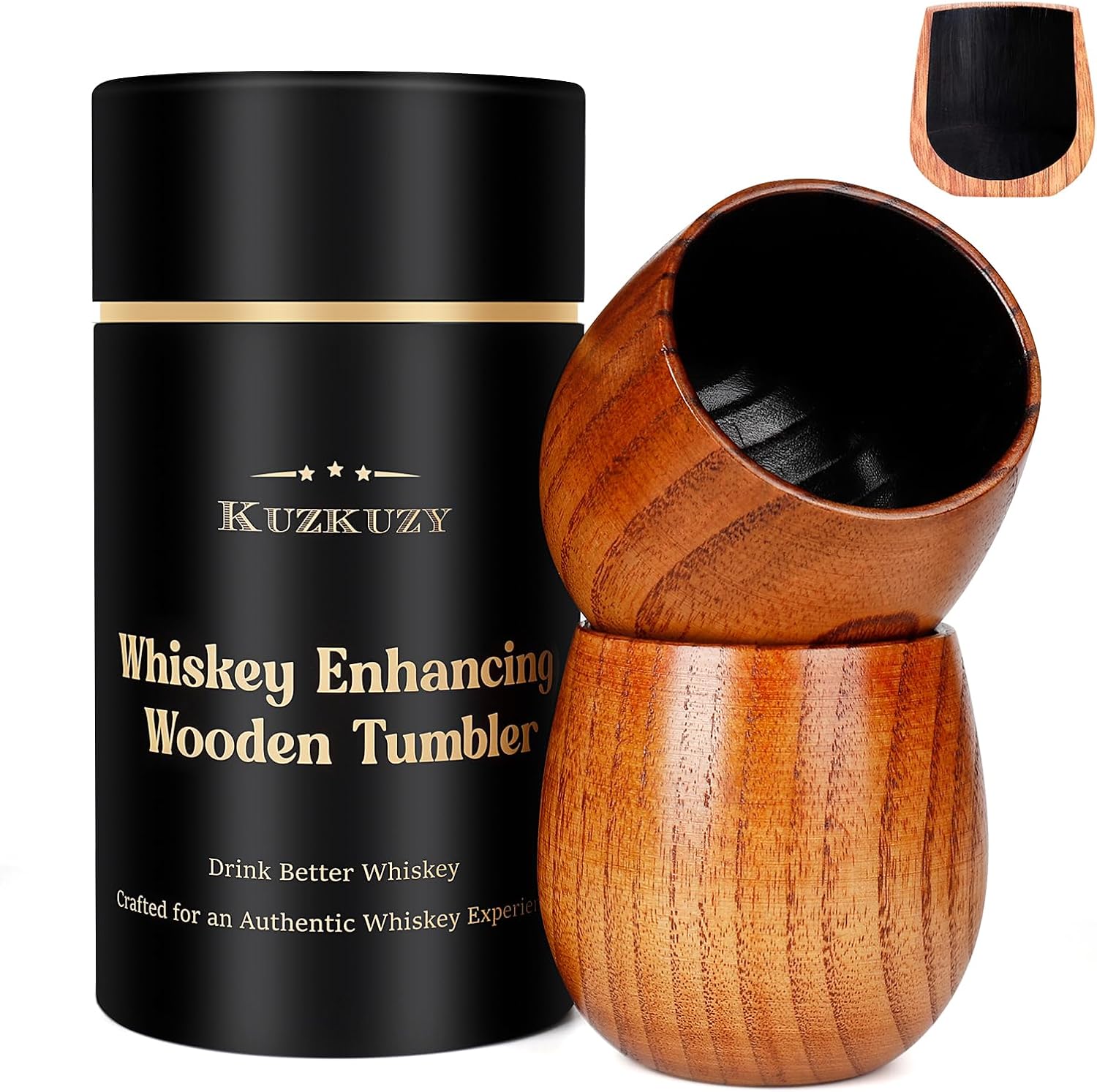 Charred Wooden Whiskey Tumbler for Unique Bourbon Gifts