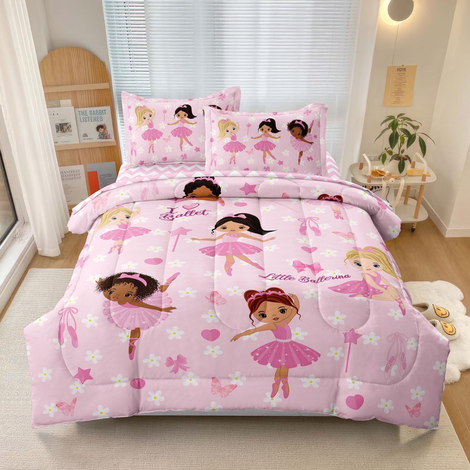 Twin Bedding Set for Girls with Cute Ballerina Design and Comfort