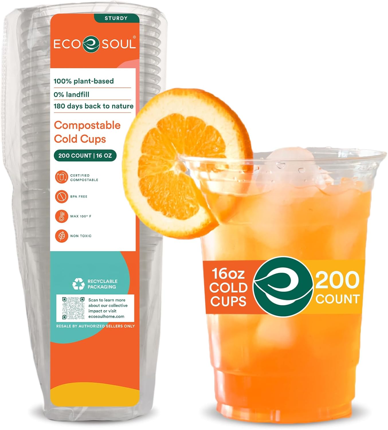 ECO SOUL Compostable Disposable Party Cups for Eco-friendly Events