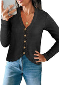 V Neck Cropped Cardigan Sweater - Lightweight Boho Button Up